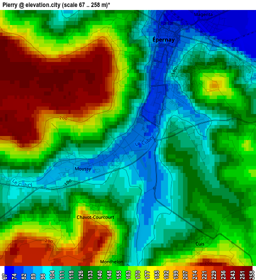 Pierry elevation map