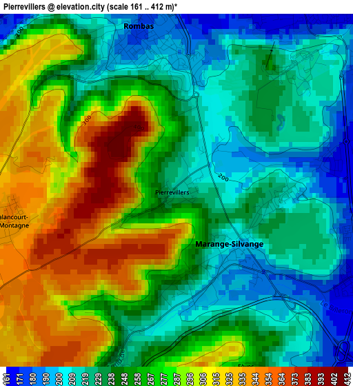 Pierrevillers elevation map