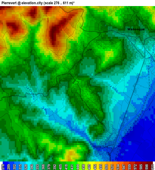 Pierrevert elevation map