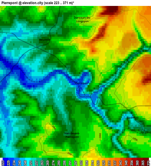 Pierrepont elevation map