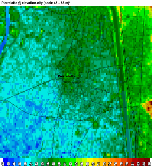 Pierrelatte elevation map