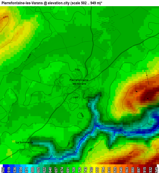 Pierrefontaine-les-Varans elevation map