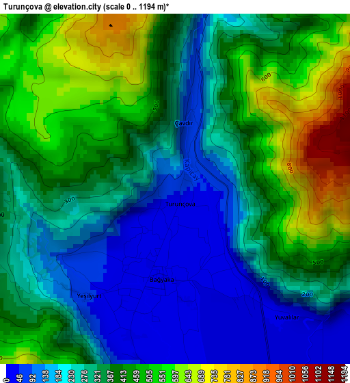 Turunçova elevation map