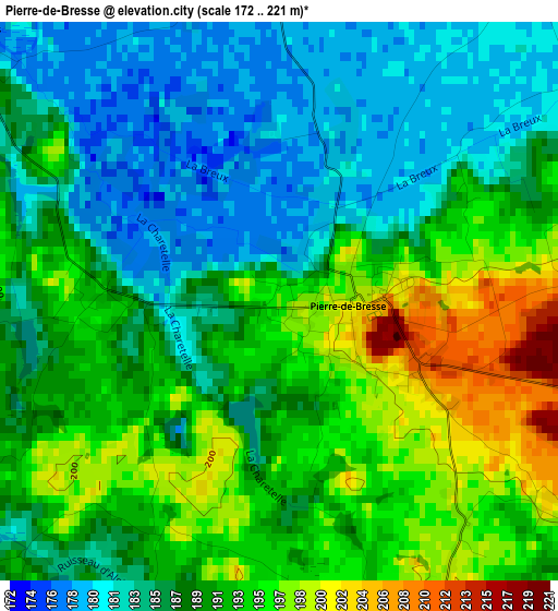 Pierre-de-Bresse elevation map