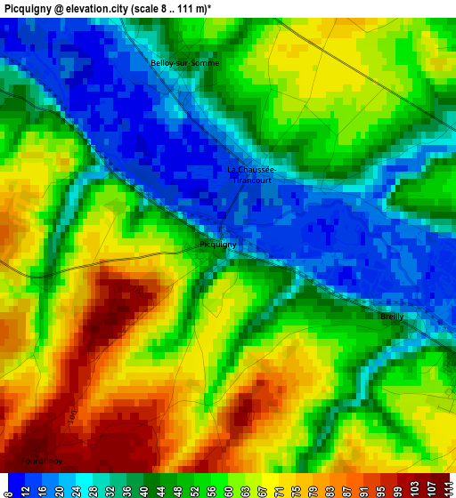 Picquigny elevation map