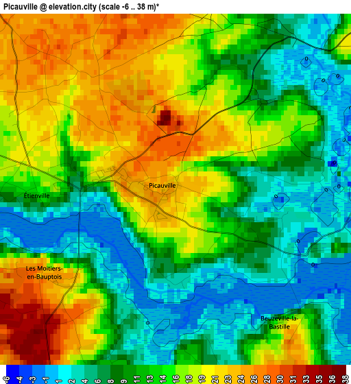 Picauville elevation map