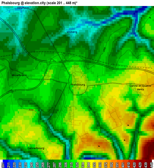 Phalsbourg elevation map