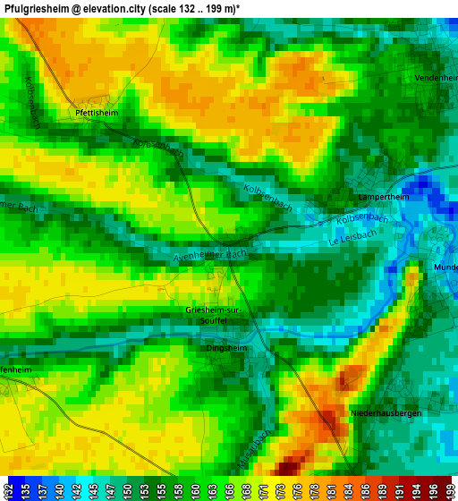 Pfulgriesheim elevation map
