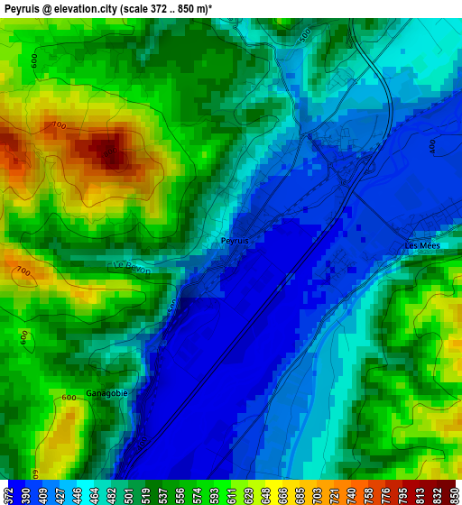 Peyruis elevation map