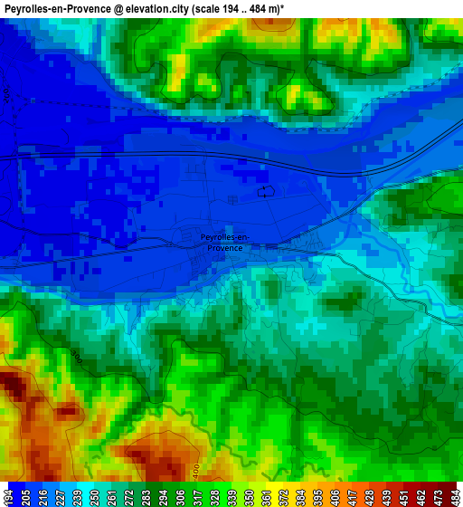 Peyrolles-en-Provence elevation map