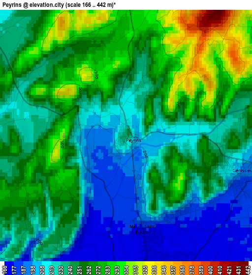 Peyrins elevation map