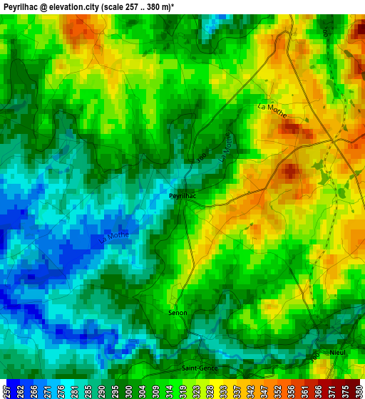 Peyrilhac elevation map