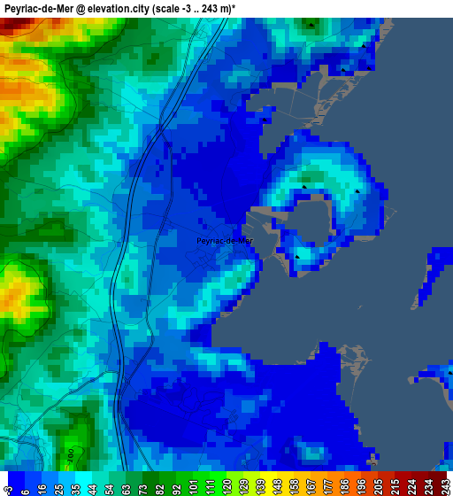 Peyriac-de-Mer elevation map