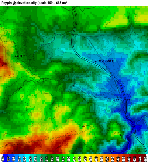 Peypin elevation map