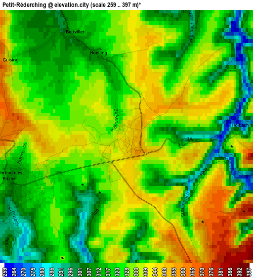 Petit-Réderching elevation map