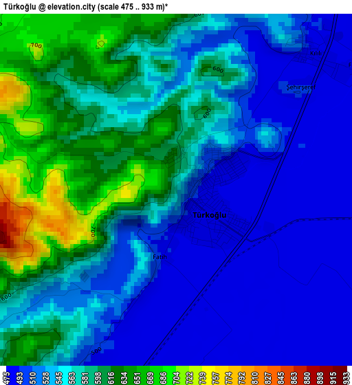 Türkoğlu elevation map