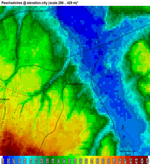 Peschadoires elevation map