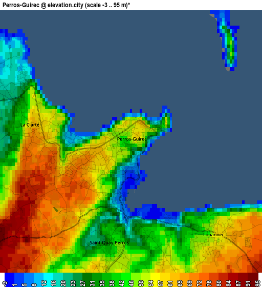 Perros-Guirec elevation map