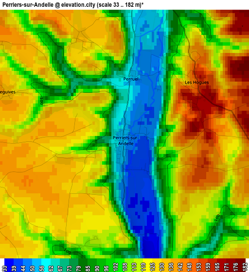 Perriers-sur-Andelle elevation map