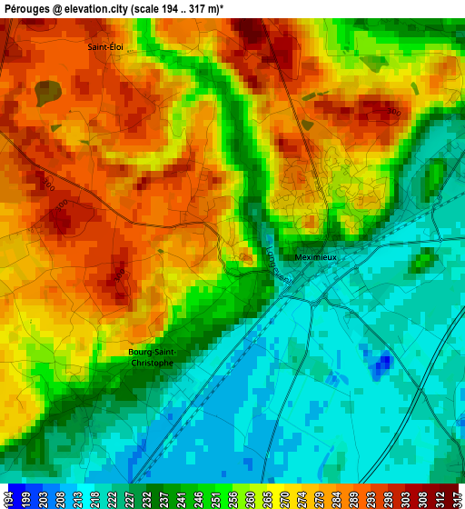 Pérouges elevation map