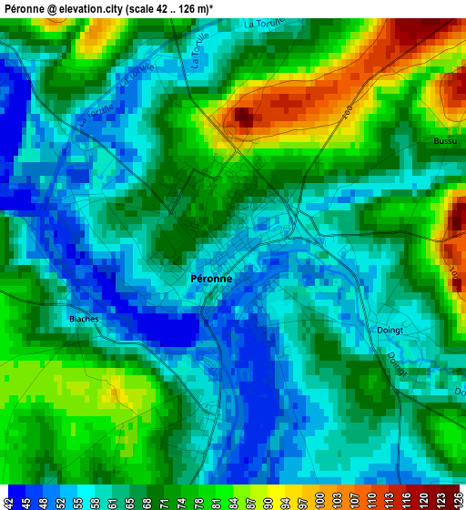 Péronne elevation map