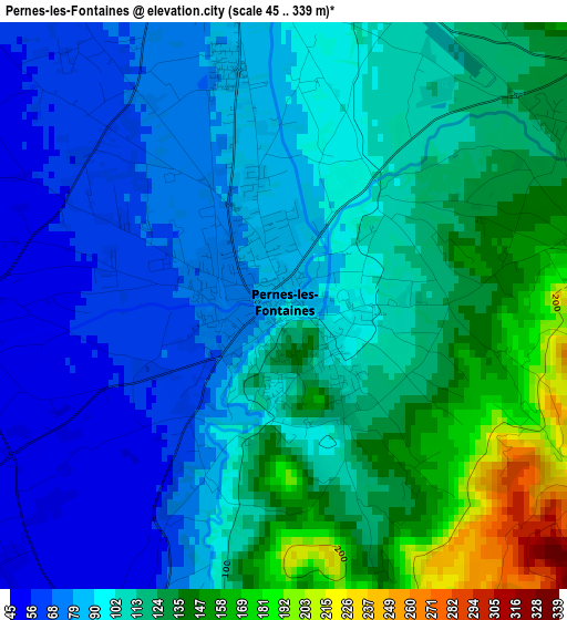 Pernes-les-Fontaines elevation map