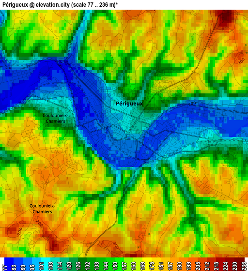 Périgueux elevation map