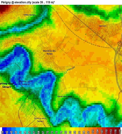 Périgny elevation map