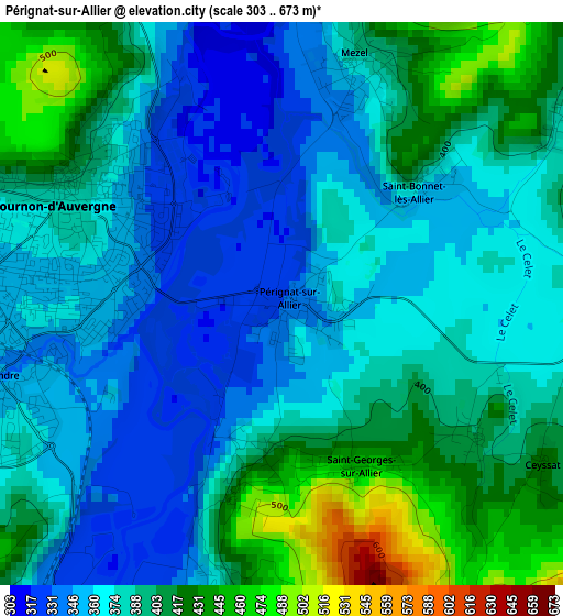 Pérignat-sur-Allier elevation map