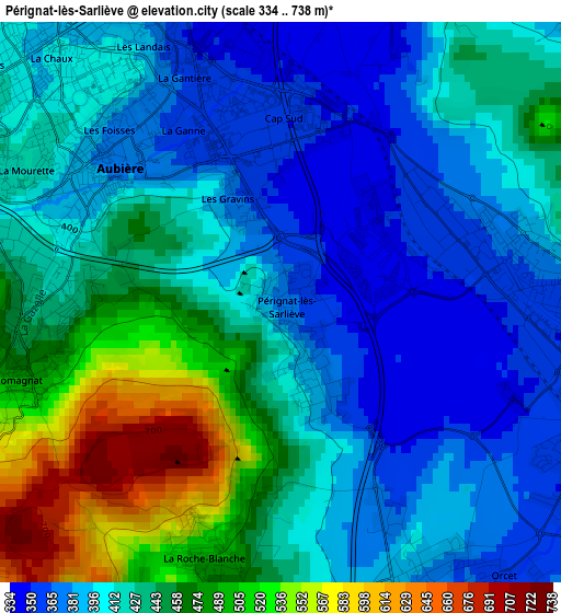 Pérignat-lès-Sarliève elevation map