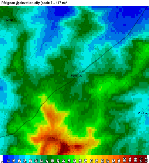Pérignac elevation map