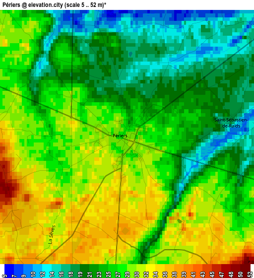 Périers elevation map