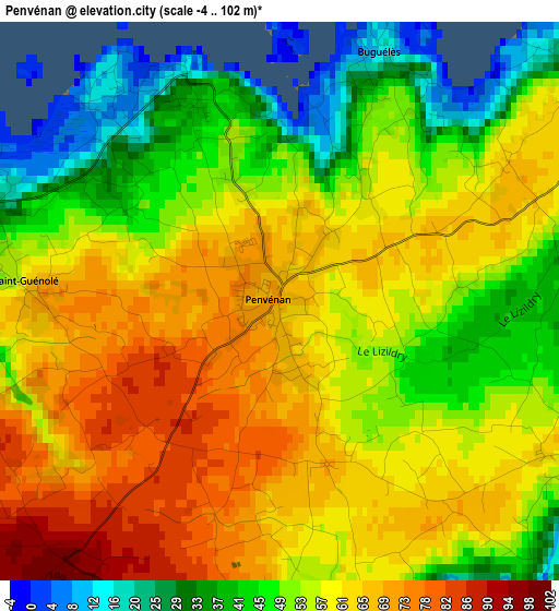 Penvénan elevation map