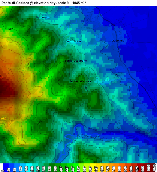 Penta-di-Casinca elevation map