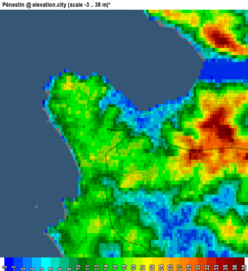 Pénestin elevation map