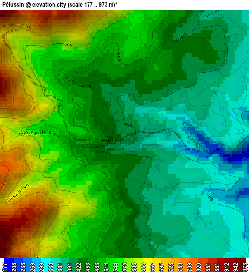 Pélussin elevation map