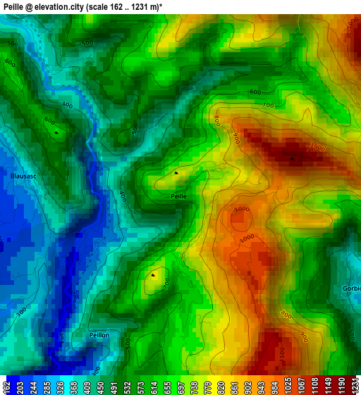 Peille elevation map