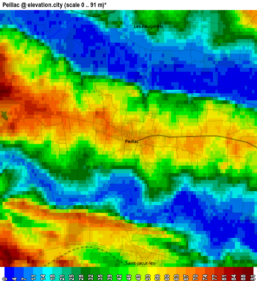 Peillac elevation map