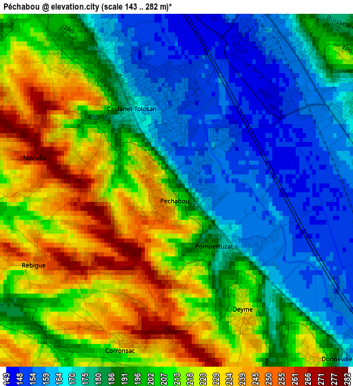 Péchabou elevation map