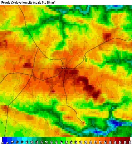 Péaule elevation map