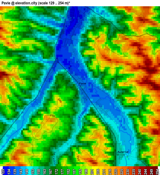 Pavie elevation map