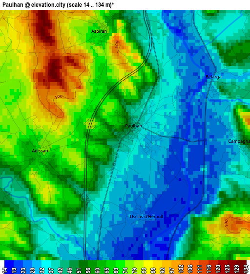 Paulhan elevation map