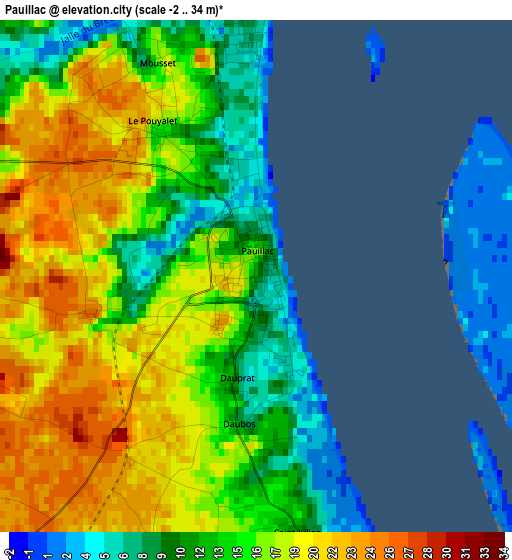 Pauillac elevation map