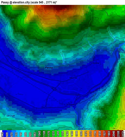 Passy elevation map