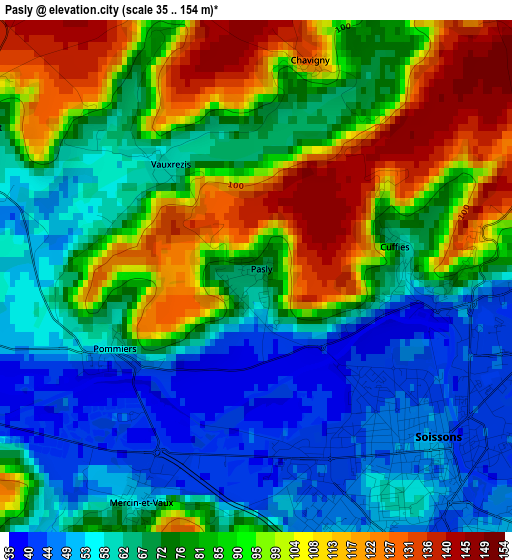 Pasly elevation map