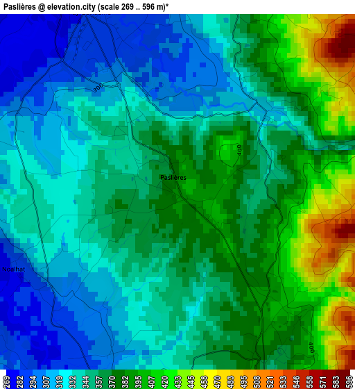 Paslières elevation map