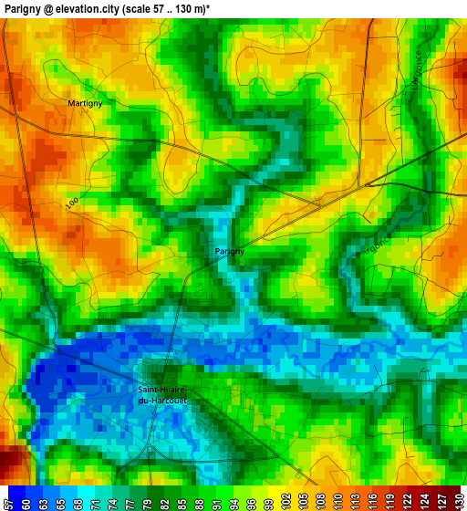 Parigny elevation map