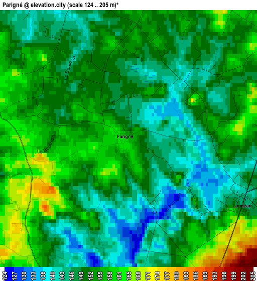 Parigné elevation map