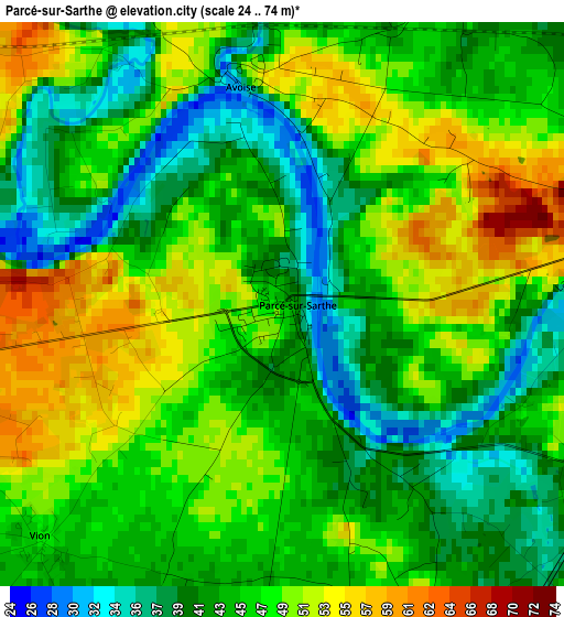 Parcé-sur-Sarthe elevation map