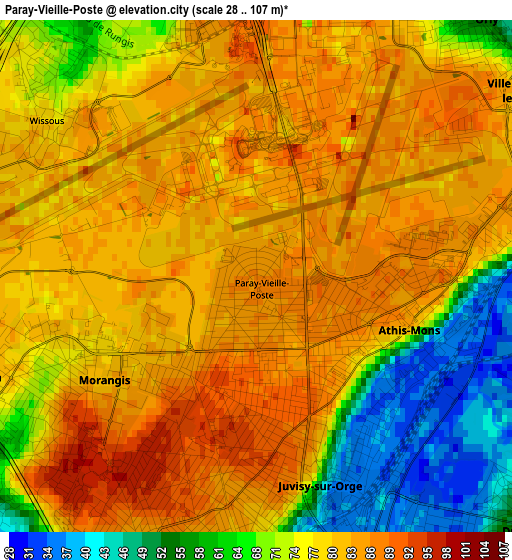 Paray-Vieille-Poste elevation map